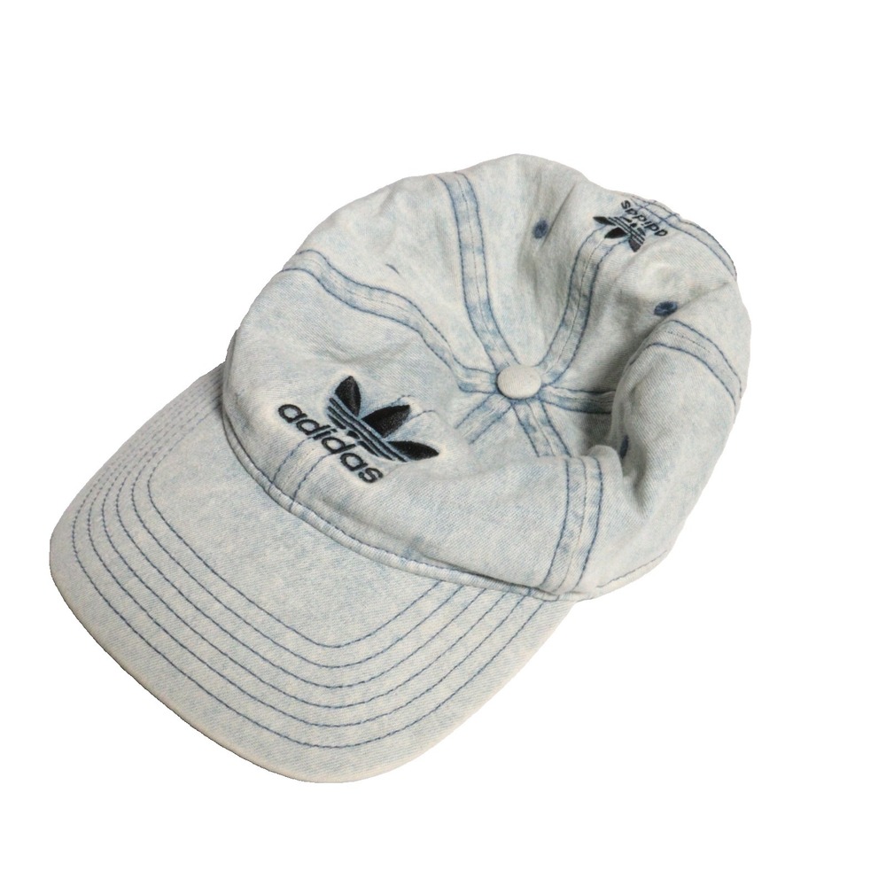Adidas Men Hat‎ Chambray Trefoil Logo Embroidered Adjustable Strap Cotton Denim